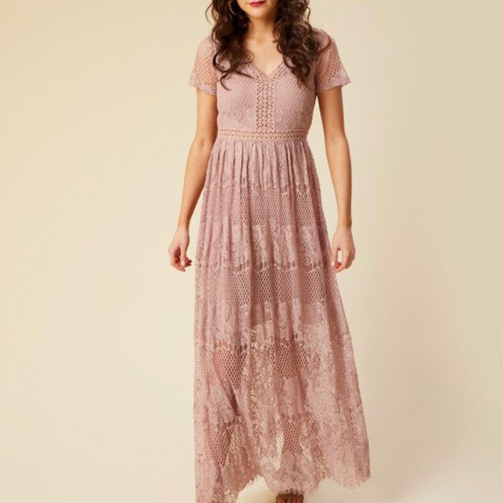 Altar’d State Ellington Maxi Dress in Dusty Rose Pink - size L
